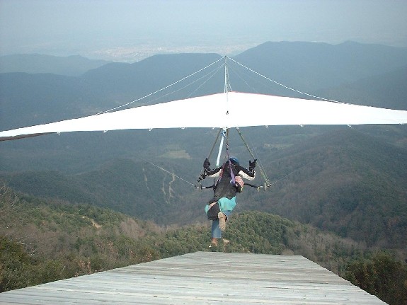 Judith launching a hang glider
