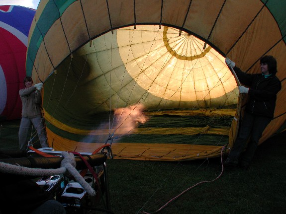 A typical hot-air balloon inflation