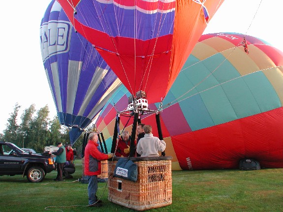 A typical hot-air balloon ready for flight