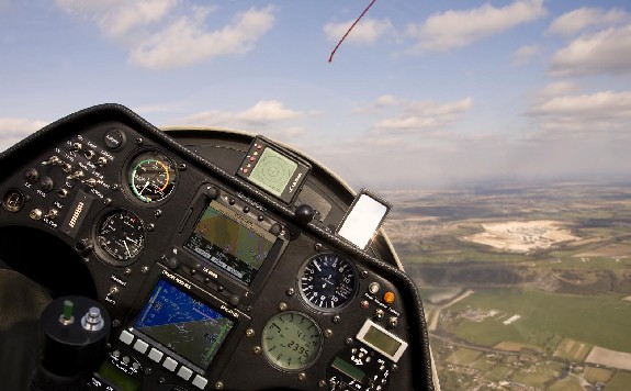 Inside the cockpit of an LGC glider